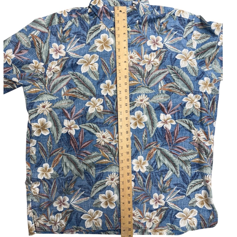 Reyn Spooner Mens 3XL Blue Floral Hibiscus Hawaiian Button Down Shirt Tropical - Picture 6 of 10